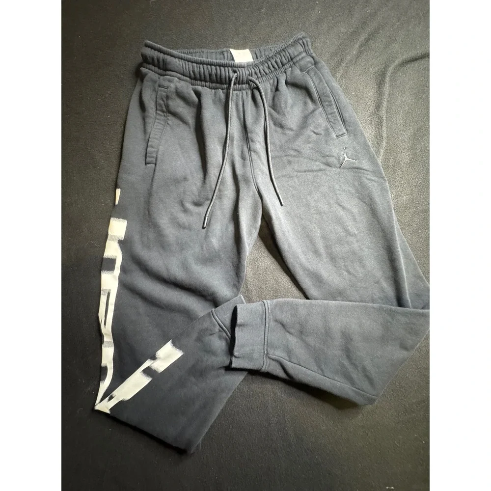 Jordan Jumpman Mens Fleece Sweatpants Black Graphic‎ Joggers Size Small 1765